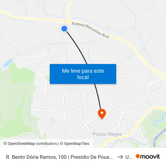 R. Bento Dória Ramos, 100 | Presídio De Pouso Alegre to Una map