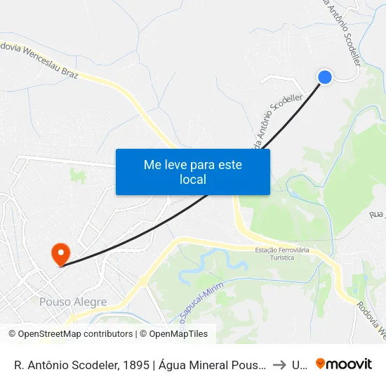 R. Antônio Scodeler, 1895 | Água Mineral Pouso Alegre to Una map