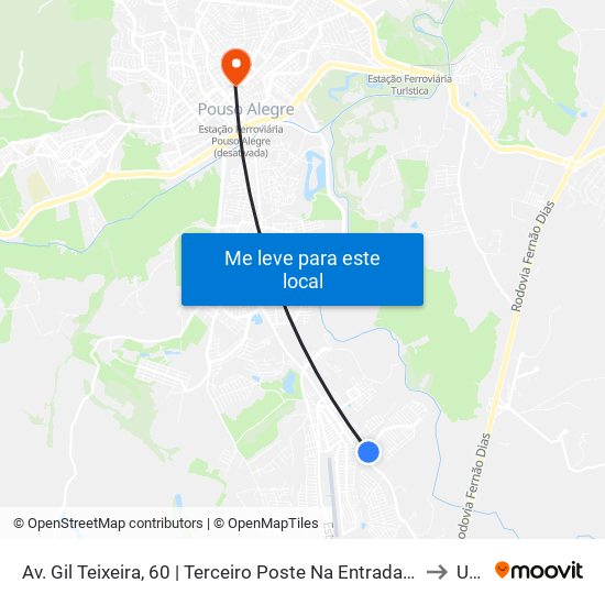 Av. Gil Teixeira, 60 | Terceiro Poste Na Entrada Nova to Una map