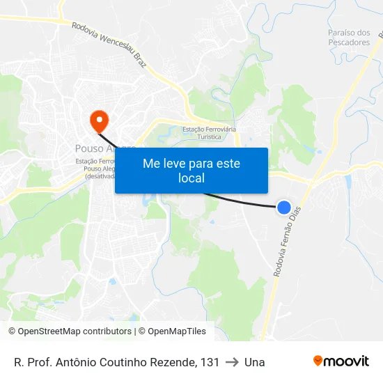 R. Prof. Antônio Coutinho Rezende, 131 to Una map