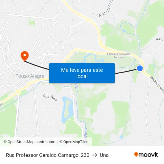 Rua Professor Geraldo Camargo, 230 to Una map