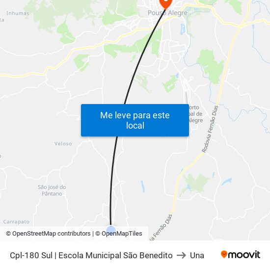 Cpl-180 Sul | Escola Municipal São Benedito to Una map