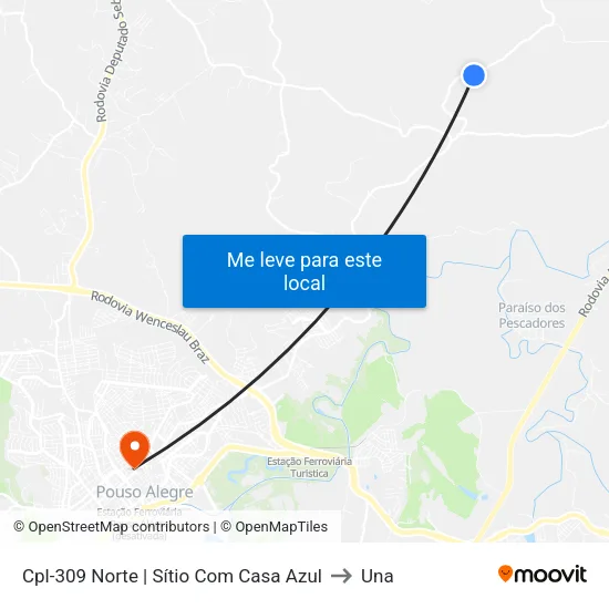 Cpl-309 Norte | Sítio Com Casa Azul to Una map