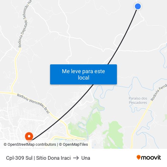 Cpl-309 Sul | Sítio Dona Iraci to Una map