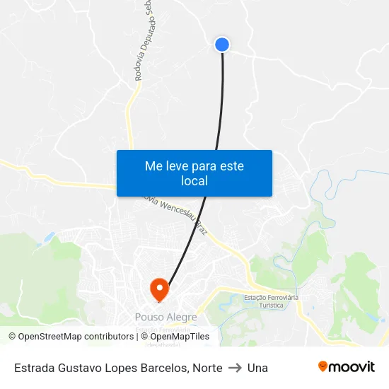 Estrada Gustavo Lopes Barcelos, Norte to Una map