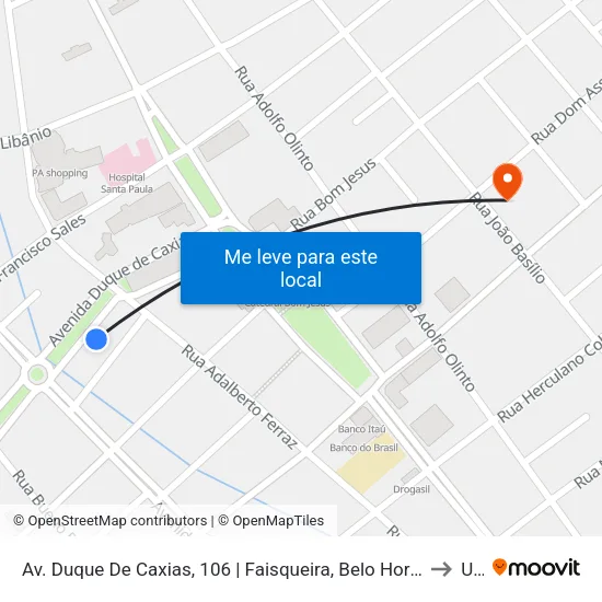 Av. Duque De Caxias, 106 | Faisqueira, Belo Horizonte, Fátima, Distrito to Una map