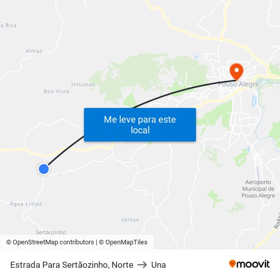 Estrada Para Sertãozinho, Norte to Una map