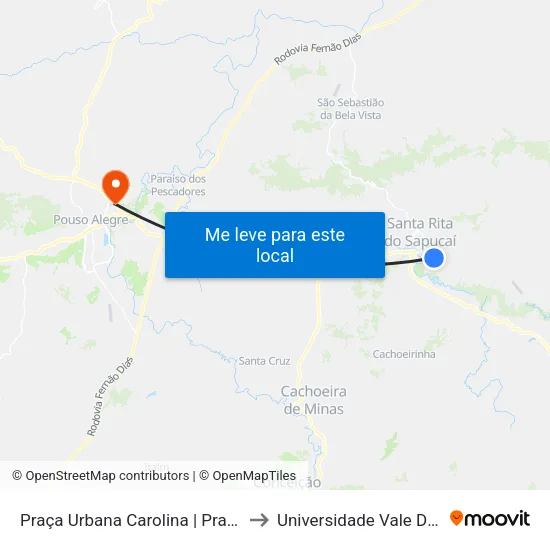 Praça Urbana Carolina | Praça Do Murilo to Universidade Vale Do Sapucai map