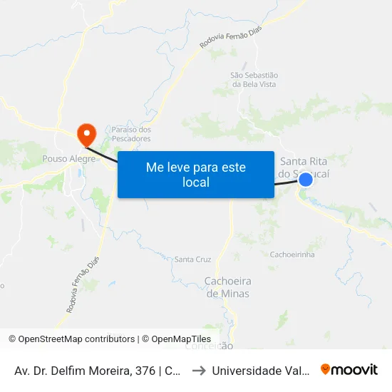 Av. Dr. Delfim Moreira, 376 | Colégio Sinhá Moreira to Universidade Vale Do Sapucai map