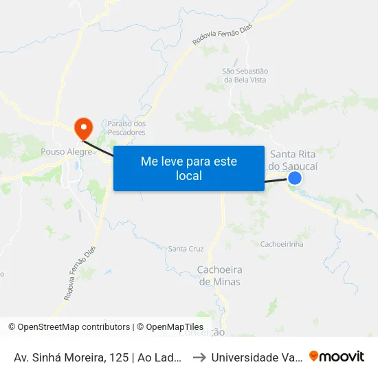 Av. Sinhá Moreira, 125 | Ao Lado Do Terminal Rodoviário to Universidade Vale Do Sapucai map