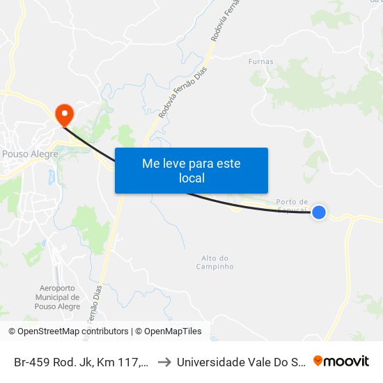 Br-459 Rod. Jk, Km 117,6 Leste to Universidade Vale Do Sapucai map