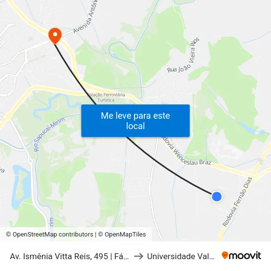 Av. Ismênia Vitta Reis, 495 | Fábrica De Blocos J.K. to Universidade Vale Do Sapucai map