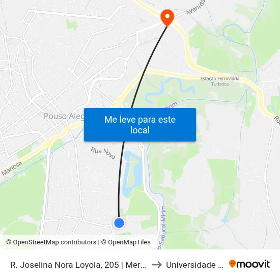 R. Joselina Nora Loyola, 205 | Mercearia Santa Luzia – Sentido Centro to Universidade Vale Do Sapucai map