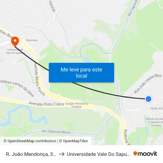 R. João Mendonça, 352 to Universidade Vale Do Sapucai map