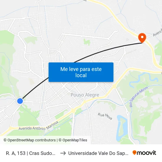 R. A, 153 | Cras Sudoeste to Universidade Vale Do Sapucai map