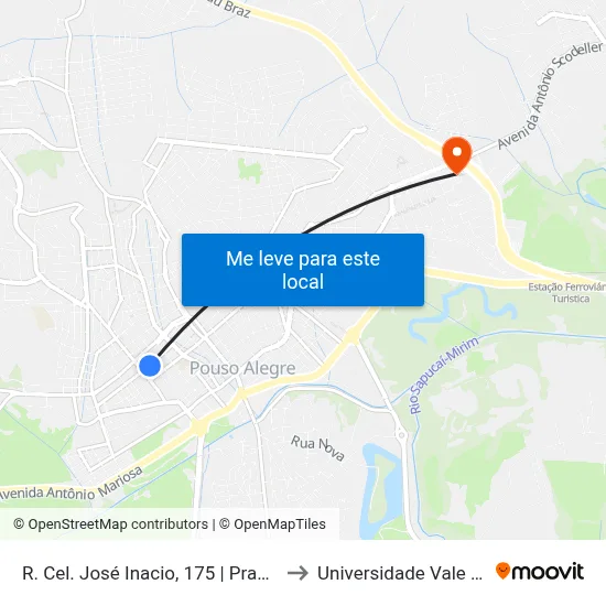 R. Cel. José Inacio, 175 | Praça João Pinheiro to Universidade Vale Do Sapucai map