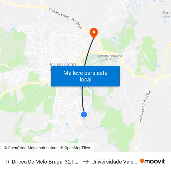 R. Dirceu De Melo Braga, 32 | Mercadinho Alteza to Universidade Vale Do Sapucai map
