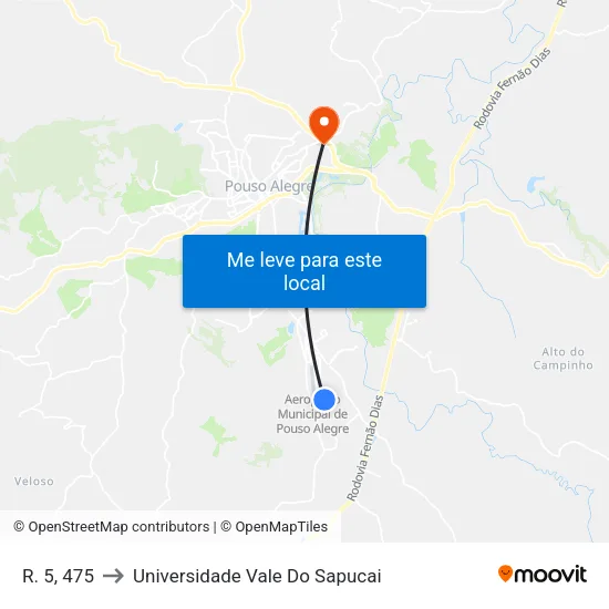 R. 5, 475 to Universidade Vale Do Sapucai map