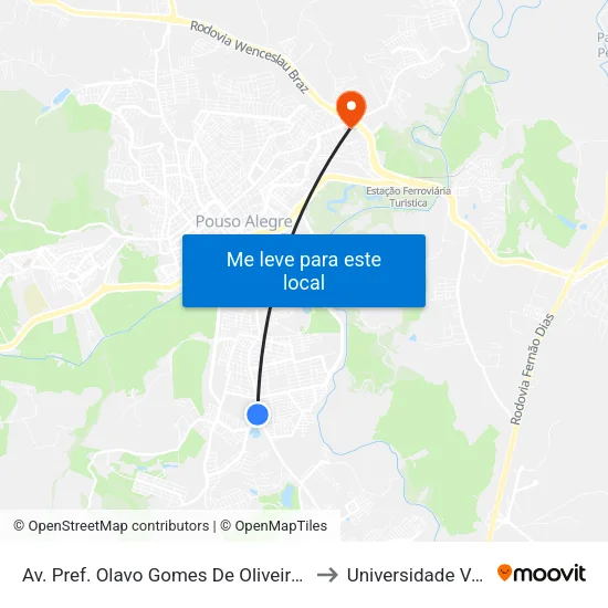 Av. Pref. Olavo Gomes De Oliveira, 2790 | Defensoria Pública to Universidade Vale Do Sapucai map
