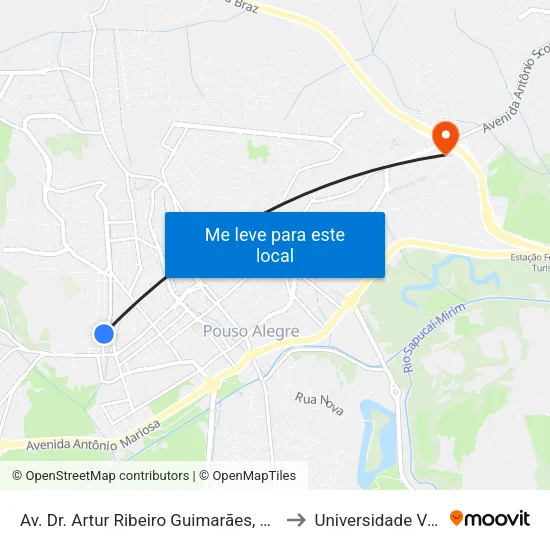 Av. Dr. Artur Ribeiro Guimarães, 189 | Supermercado Maneco to Universidade Vale Do Sapucai map