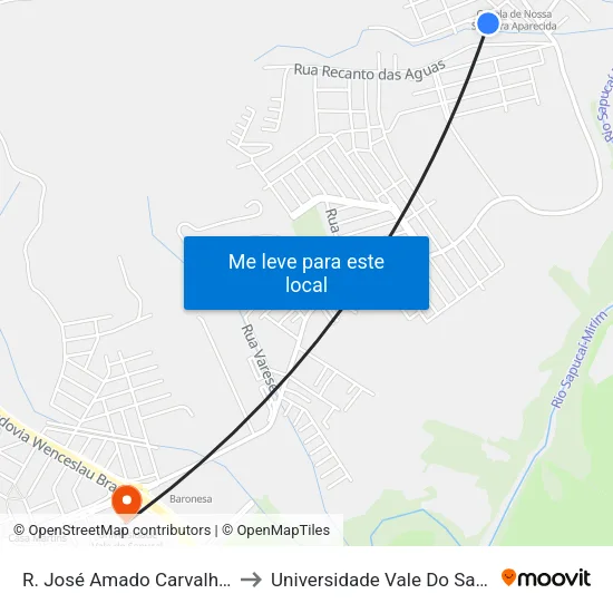 R. José Amado Carvalho, 85 to Universidade Vale Do Sapucai map