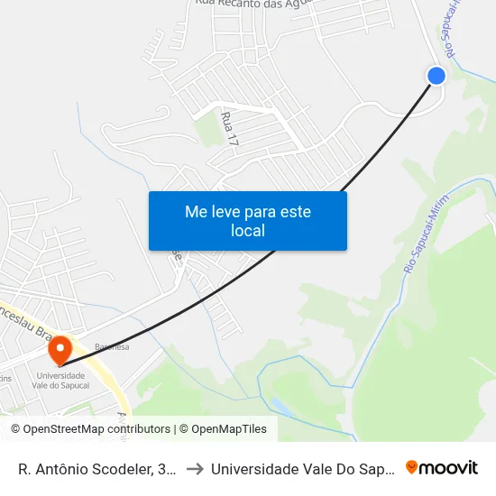 R. Antônio Scodeler, 3075 to Universidade Vale Do Sapucai map