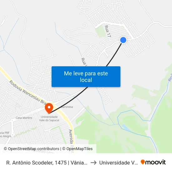 R. Antônio Scodeler, 1475 | Vânia Cabeleireira – Sentido Centro to Universidade Vale Do Sapucai map