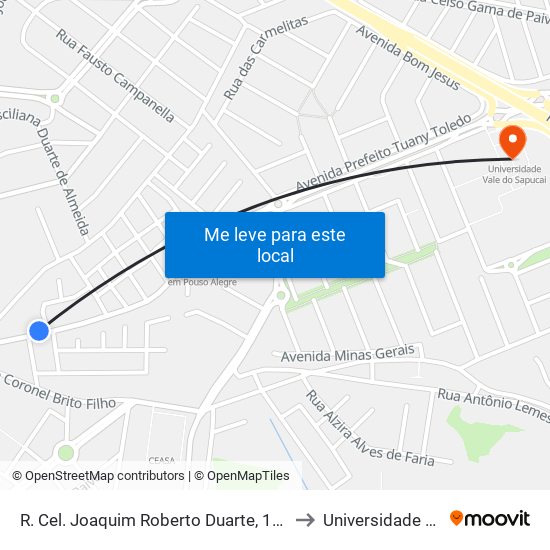 R. Cel. Joaquim Roberto Duarte, 137 | Açougue Nossa S. Aparecida to Universidade Vale Do Sapucai map