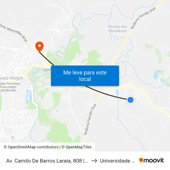 Av. Camilo De Barros Laraia, 808 | Esquina Com R. Joina Guimarães to Universidade Vale Do Sapucai map