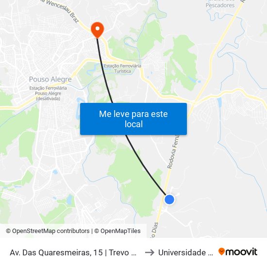 Av. Das Quaresmeiras, 15 | Trevo Da Sanobiol – Subindo Para Flamma to Universidade Vale Do Sapucai map