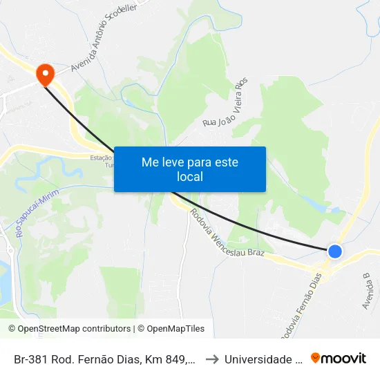 Br-381 Rod. Fernão Dias, Km 849,9 Norte | Prodoeste Mercedes Benz to Universidade Vale Do Sapucai map