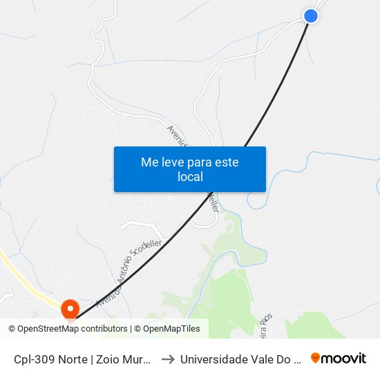 Cpl-309 Norte | Zoio Murchos Bar to Universidade Vale Do Sapucai map