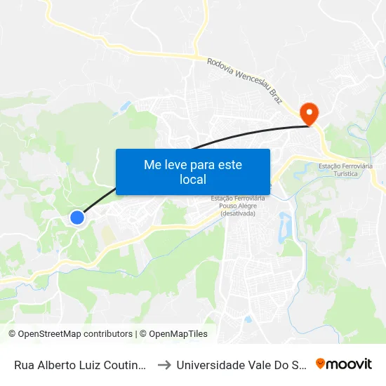 Rua Alberto Luiz Coutinho, 360 to Universidade Vale Do Sapucai map
