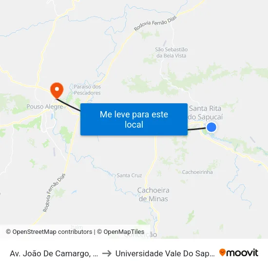 Av. João De Camargo, 408 to Universidade Vale Do Sapucai map