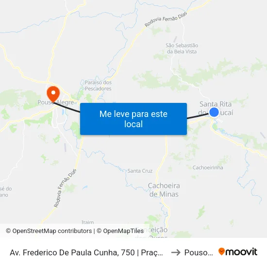 Av. Frederico De Paula Cunha, 750 | Praça Do Jeffinho - Sentido Bairro to Pouso Alegre map