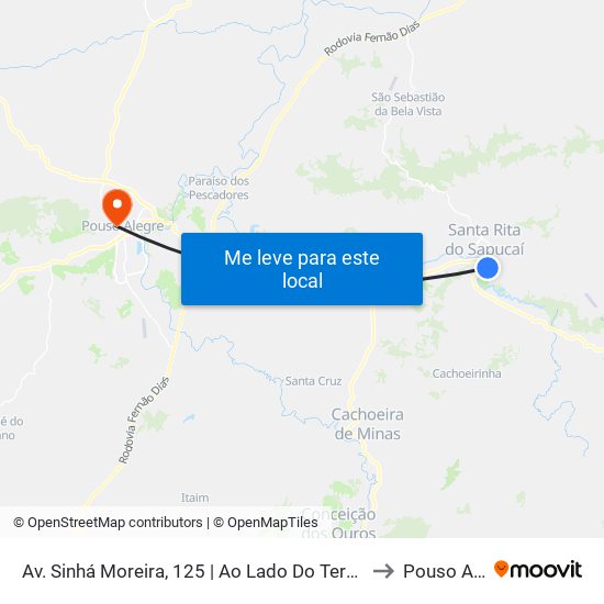 Av. Sinhá Moreira, 125 | Ao Lado Do Terminal Rodoviário to Pouso Alegre map