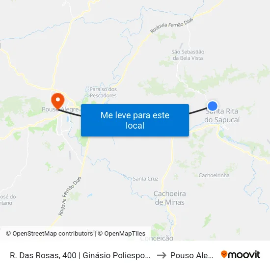 R. Das Rosas, 400 | Ginásio Poliesportivo to Pouso Alegre map