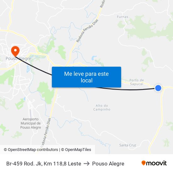 Br-459 Rod. Jk, Km 118,8 Leste to Pouso Alegre map