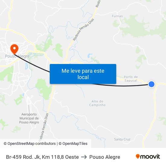 Br-459 Rod. Jk, Km 118,8 Oeste to Pouso Alegre map