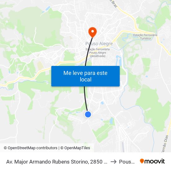 Av. Major Armando Rubens Storino, 2850 | Icm – Instituto Claudia Marques to Pouso Alegre map