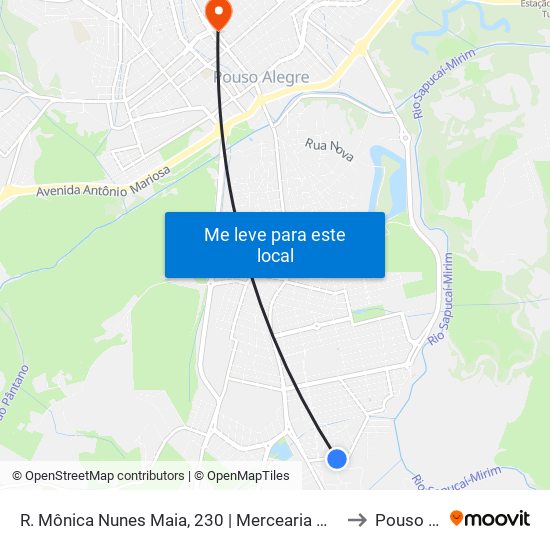 R. Mônica Nunes Maia, 230 | Mercearia Mariosa – Sentido Centro to Pouso Alegre map