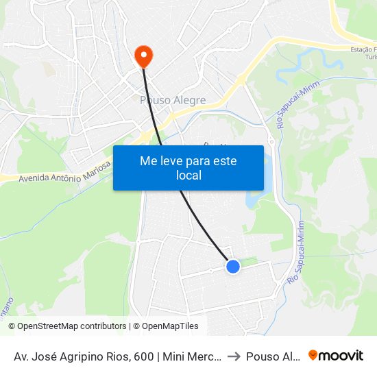 Av. José Agripino Rios, 600 | Mini Mercado Skinão to Pouso Alegre map