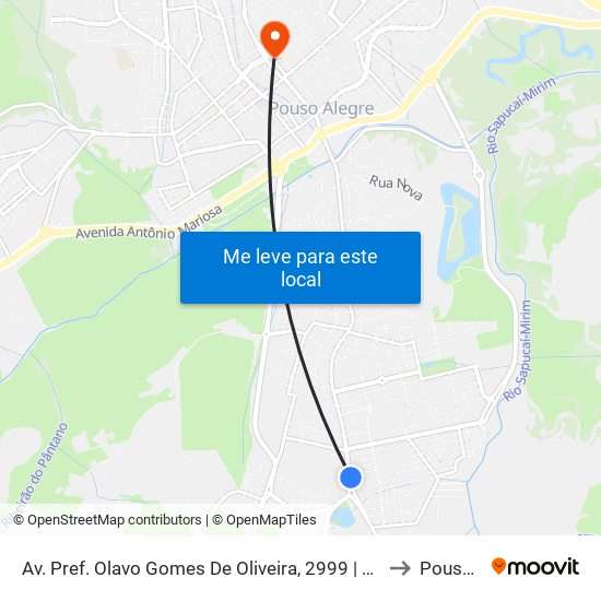Av. Pref. Olavo Gomes De Oliveira, 2999 | Autofast Veículos – Sentido Centro to Pouso Alegre map