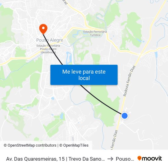 Av. Das Quaresmeiras, 15 | Trevo Da Sanobiol – Subindo Para Flamma to Pouso Alegre map