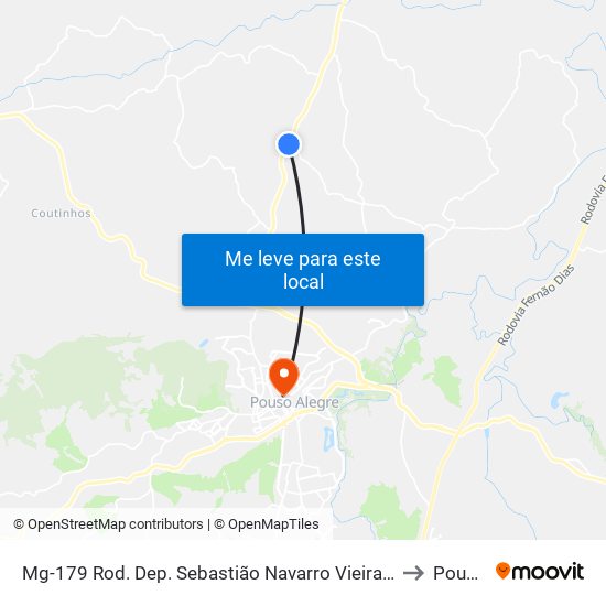 Mg-179 Rod. Dep. Sebastião Navarro Vieira, Km 97,6 Norte | Entrada Cond. Haras Do Engenho to Pouso Alegre map