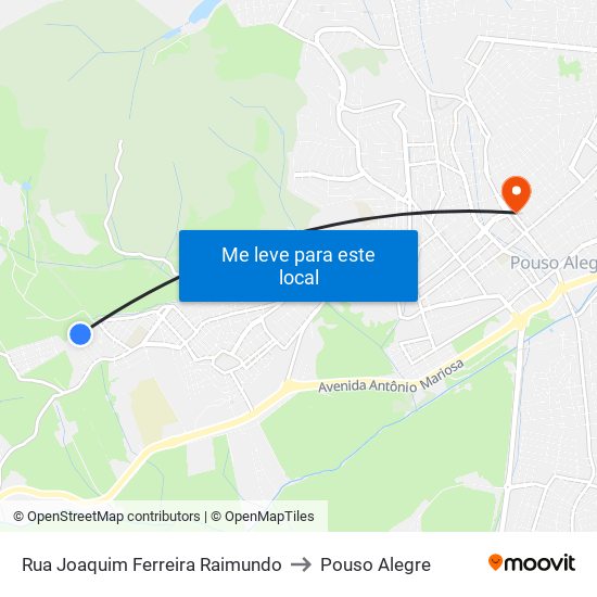 Rua Joaquim Ferreira Raimundo to Pouso Alegre map