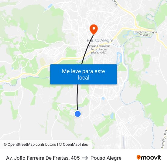 Av. João Ferreira De Freitas, 405 to Pouso Alegre map