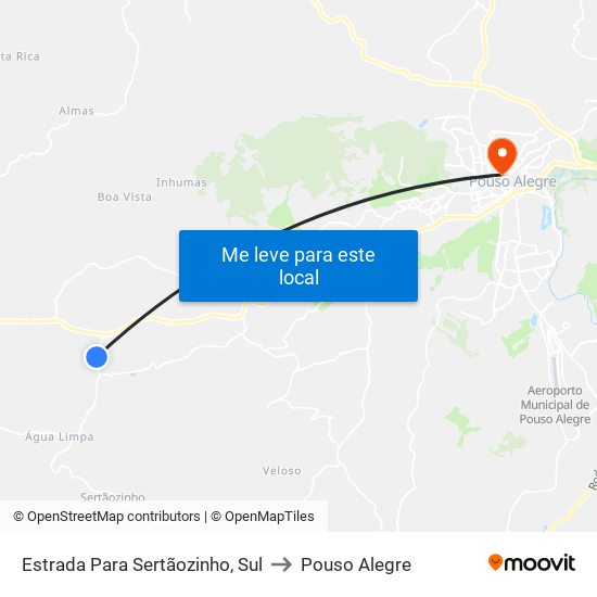 Estrada Para Sertãozinho, Sul to Pouso Alegre map