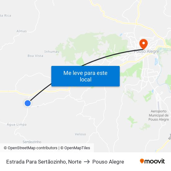 Estrada Para Sertãozinho, Norte to Pouso Alegre map