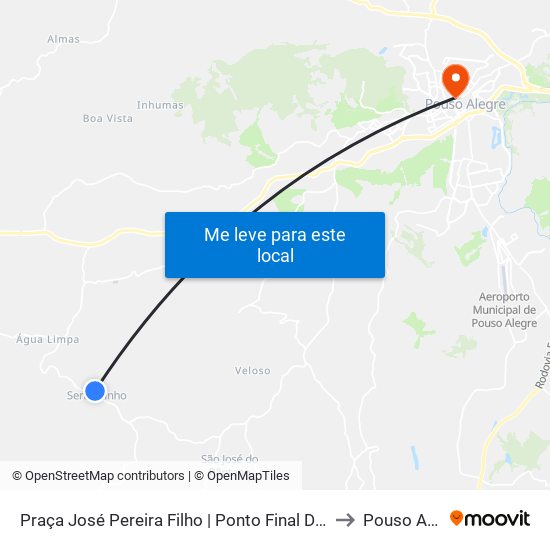 Praça José Pereira Filho | Ponto Final De Sertãozinho to Pouso Alegre map